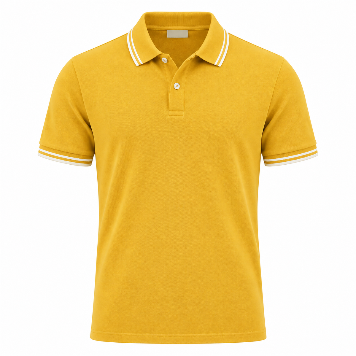 Golden Yellow Piqué Tipped Polo Shirt | Kurque Foursel
