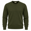 Olive Green Fine-Knit Crew Neck Sweater | Kurque Foursel