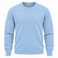 Baby Blue Fine-Knit Crew Neck Sweater | Kurque Foursel