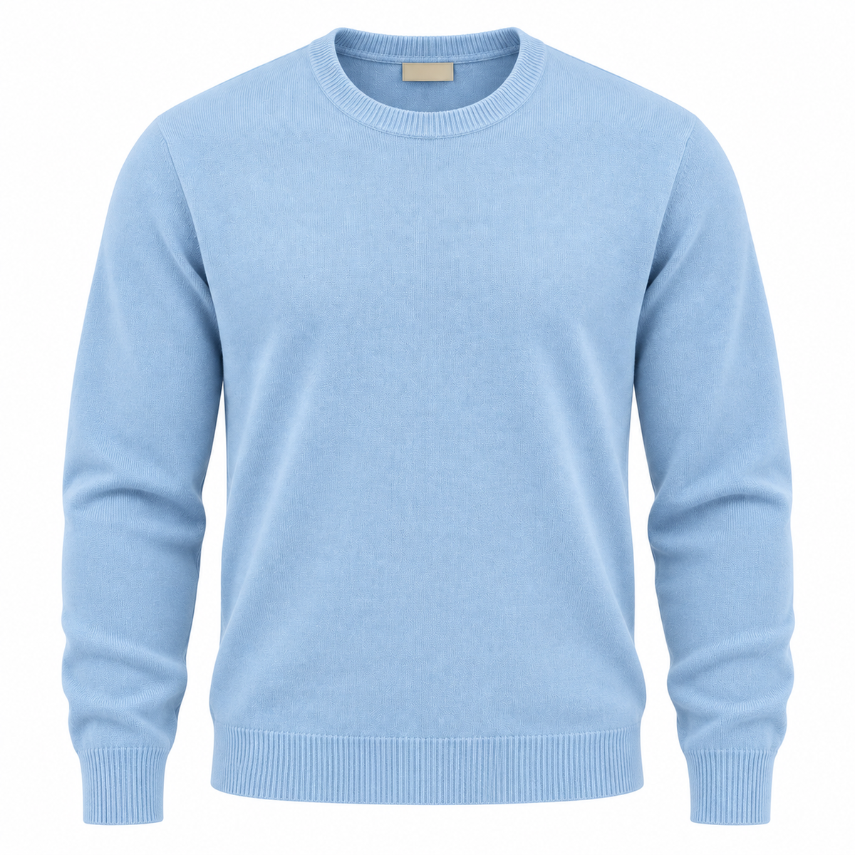 Baby Blue Fine-Knit Crew Neck Sweater | Kurque Foursel