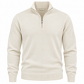 Off-White Fine-Knit Quarter-Zip Sweater | Kurque Foursel
