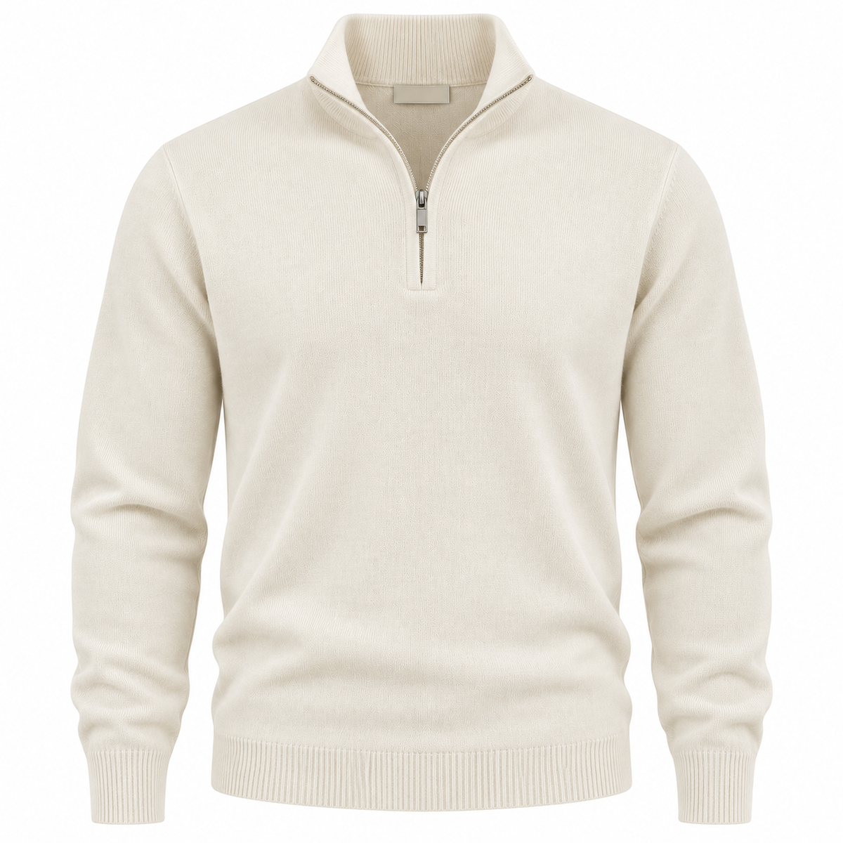 Off-White Fine-Knit Quarter-Zip Sweater | Kurque Foursel