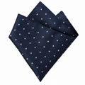 Navy Polka-Dot Silk Pocket Square | Kurque Foursel